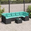 vidaXL Ensemble de canap&eacute; de jardin 8 pcs Noir et turquoise