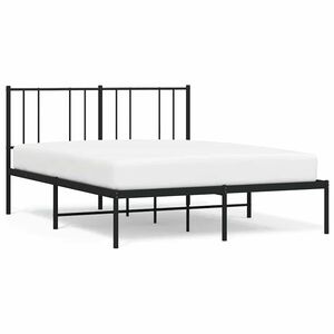 vidaXL Cadre de lit m&eacute;tal sans matelas avec t&ecirc;te de lit noir 135x190cm