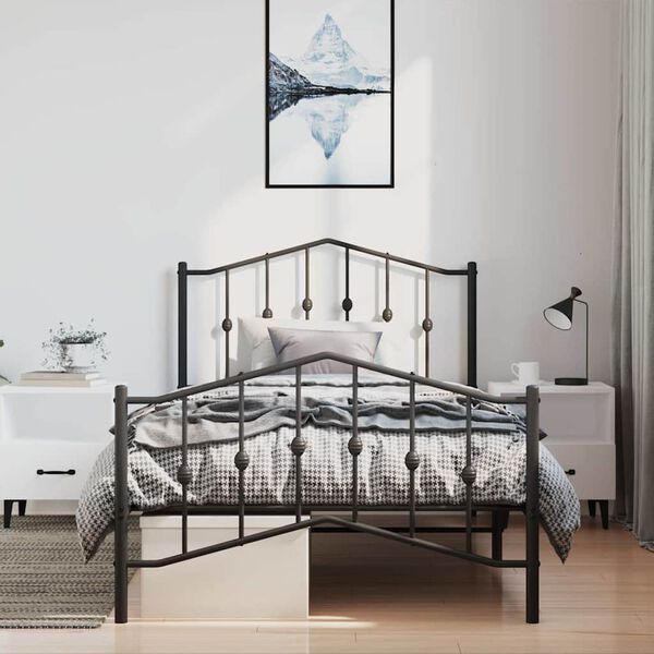 vidaXL Cadre de lit métal sans matelas et pied de lit noir 100x200 cm