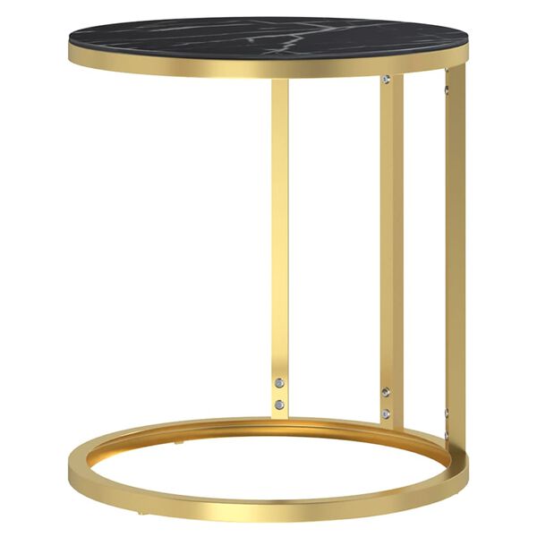 vidaXL Table d'appoint Dor&eacute; et marbre noir 45 cm Verre tremp&eacute;
