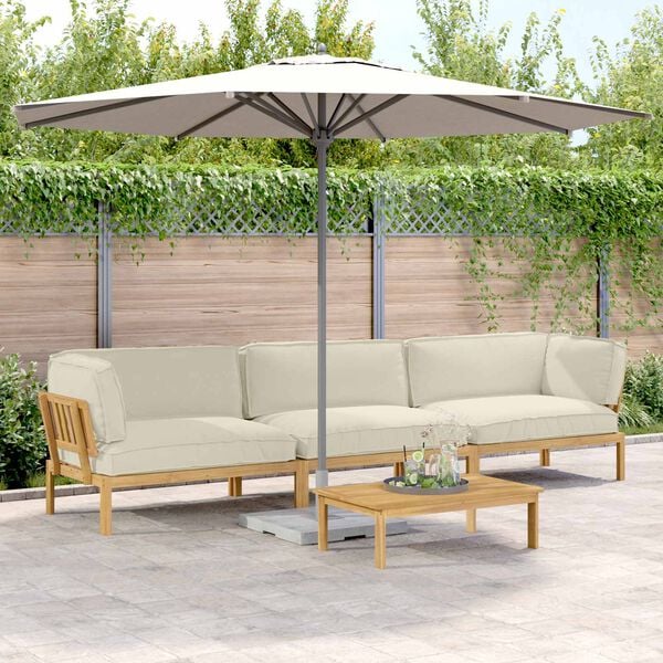 vidaXL Ensemble de Canap&eacute;s Uni 4 pcs Cr&egrave;me Bois d'Acacia Massif