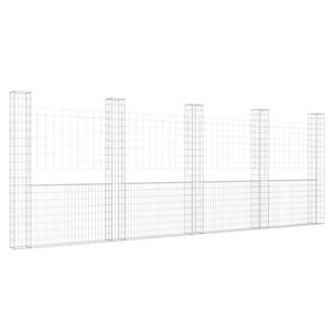vidaXL Panier de gabion en forme de U avec 5 poteaux Fer 500x20x200 cm