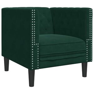 vidaXL Fauteuil Chesterfield vert foncé velours