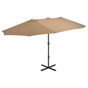 vidaXL Parasol d'ext&eacute;rieur et poteau en aluminium 460x270 cm taupe