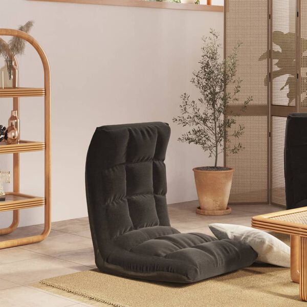 vidaXL Chaise pliable de sol Noir Tissu