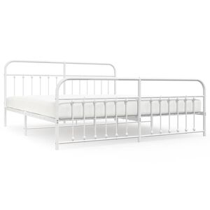 vidaXL Cadre de lit m&eacute;tal sans matelas et pied de lit blanc 193x203 cm