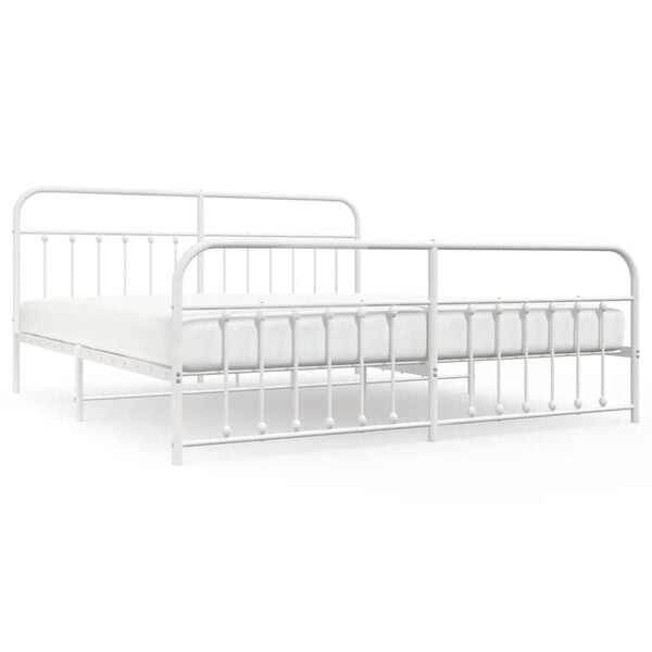 vidaXL Cadre de lit m&eacute;tal sans matelas et pied de lit blanc 193x203 cm