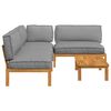 vidaXL Ensemble de Canap&eacute;s Uni 4 pcs Gris Bois d'Acacia Massif