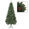 vidaXL Arbre de No&euml;l artificiel pr&eacute;-&eacute;clair&eacute;/boules pommes de pin 210cm