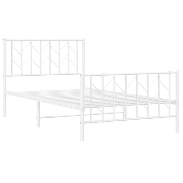 vidaXL Cadre de lit métal sans matelas et pied de lit blanc 100x200 cm