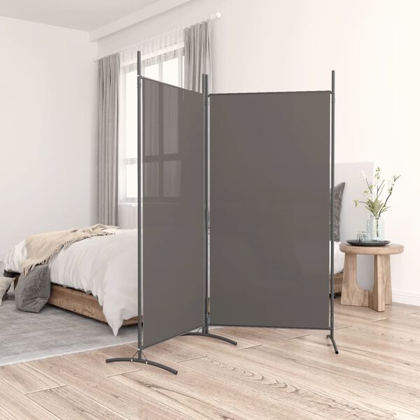 vidaXL Cloison de s&eacute;paration 2 panneaux Anthracite 175x180 cm Tissu