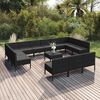 vidaXL Salon de jardin 14 pcs avec coussins R&eacute;sine tress&eacute;e Noir