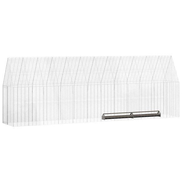 vidaXL Cage &agrave; poules 2 pcs Argent&eacute; 600 x 100 x 210 cm Acier galvanis&eacute;