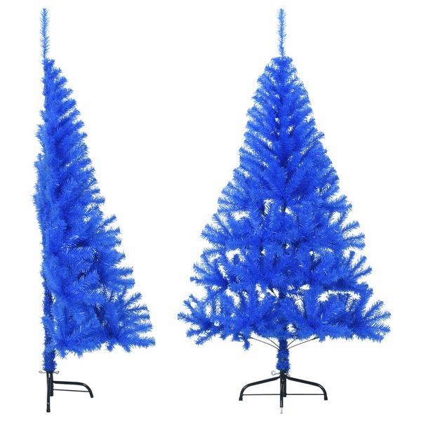 vidaXL Demi sapin de No&euml;l artificiel avec support Bleu 120 cm PVC