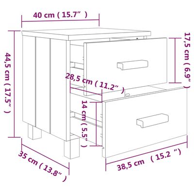 vidaXL Tables de chevet HAMAR 2pcs Gris clair 40x35x44,5cm Bois massif