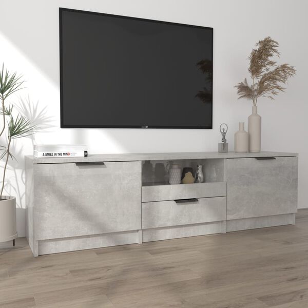 vidaXL Meuble TV gris b&eacute;ton 140x35x40 cm bois d'ing&eacute;nierie