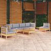 vidaXL Salon de jardin 7 pcs avec coussins gris bois de pin massif
