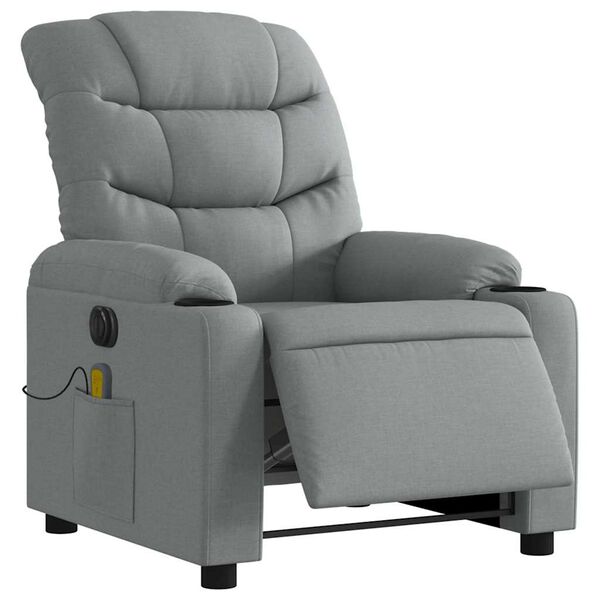 vidaXL Fauteuil inclinable de massage &eacute;lectrique gris clair tissu