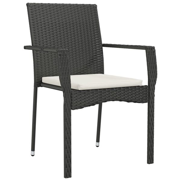vidaXL Chaises de jardin lot de 4 avec coussins R&eacute;sine tress&eacute;e Noir