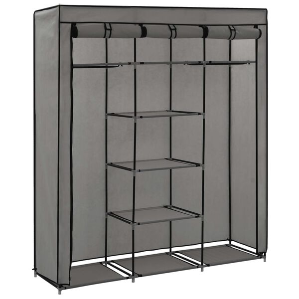vidaXL Armoire avec compartiments et barres Gris 150x45x175 cm Tissu