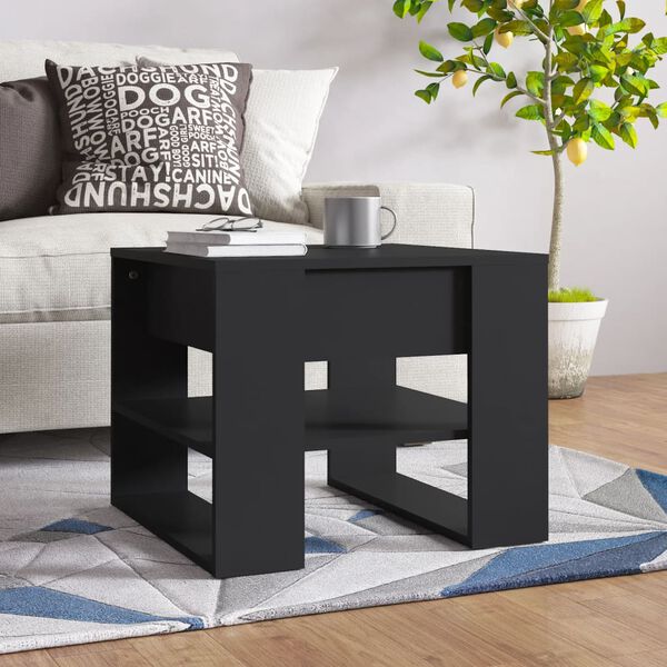 vidaXL Table basse noir 55,5x55x45 cm bois d'ing&eacute;nierie