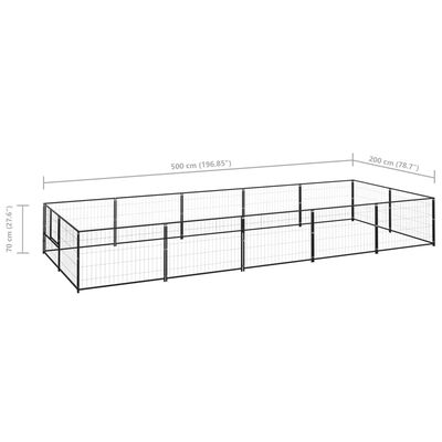 vidaXL Chenil Noir 10 m² Acier