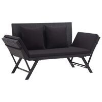 vidaXL Banc de jardin avec coussins 176 cm Noir Résine tressée