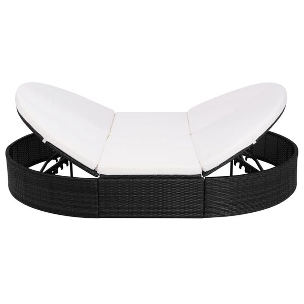 vidaXL Lit de repos d'ext&eacute;rieur avec coussin R&eacute;sine tress&eacute;e Noir