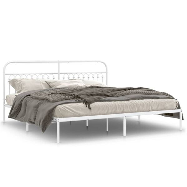 vidaXL Cadre de lit m&eacute;tal sans matelas et t&ecirc;te de lit blanc 193x203 cm