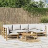 vidaXL Salon de jardin 7 pcs avec coussins gris clair bambou