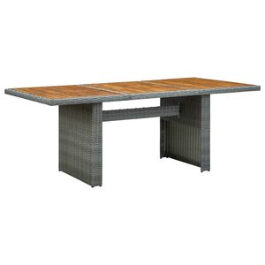 vidaXL Table de jardin Gris clair R&eacute;sine tress&eacute;e et bois d'acacia