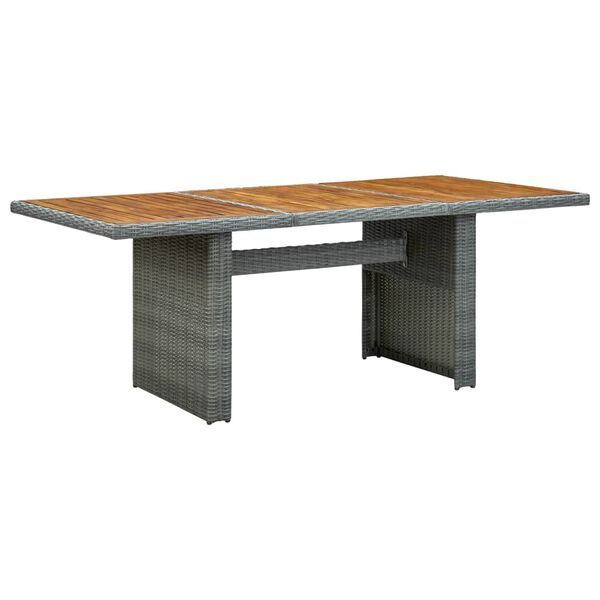 vidaXL Table de jardin Gris clair R&eacute;sine tress&eacute;e et bois d'acacia