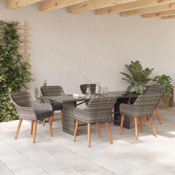 vidaXL Ensemble de salle à manger pour jardin 7 pcs Gris polyrotin