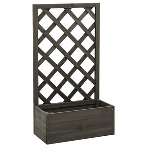 vidaXL Jardini&egrave;re &agrave; treillis de jardin Gris 50x25x90 cm Bois de sapin