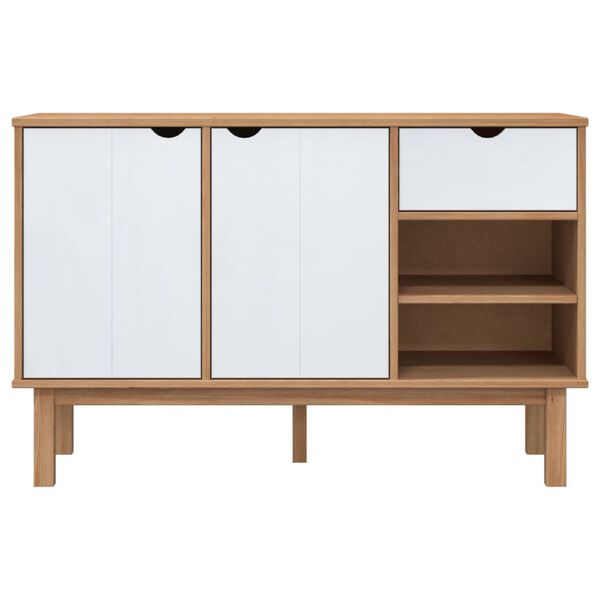 vidaXL Buffet OTTA Marron et blanc 114x43x73,5 cm Bois massif pin