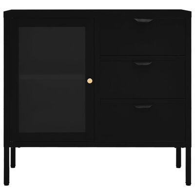 vidaXL Buffet Noir 75x35x70 cm Acier et verre trempé