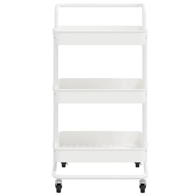 vidaXL Chariot de cuisine 3 niveaux Blanc 42x35x85 cm Fer et ABS