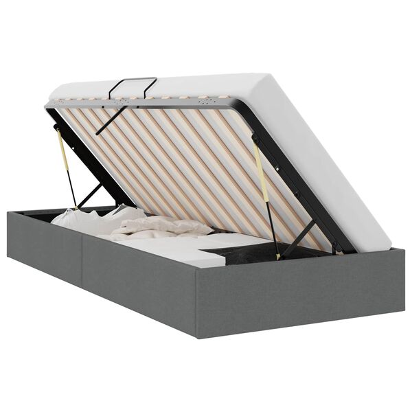vidaXL Lit de Rangement avec matelas Gris fonc&eacute; 100 x 190 cm tissu