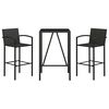 vidaXL Ensemble de bar de jardin 3 pcs noir r&eacute;sine tress&eacute;e