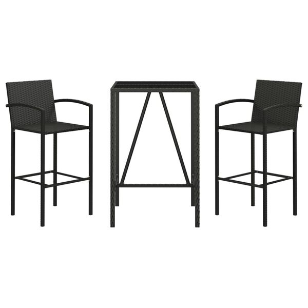 vidaXL Ensemble de bar de jardin 3 pcs noir r&eacute;sine tress&eacute;e