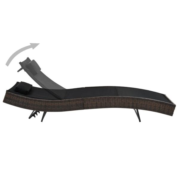 vidaXL Chaise longue avec oreiller R&eacute;sine tress&eacute;e Marron
