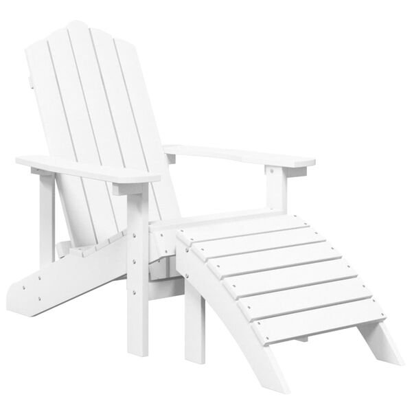 vidaXL Chaise de jardin Adirondack avec repose-pied PEHD Blanc