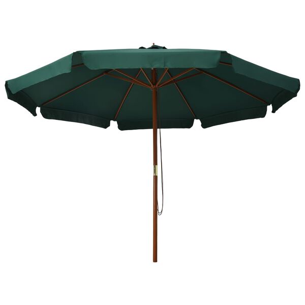 vidaXL Parasol d'ext&eacute;rieur avec m&acirc;t en bois 330 cm Vert
