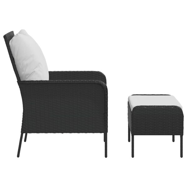 vidaXL Chaise de jardin avec tabouret noir r&eacute;sine tress&eacute;e