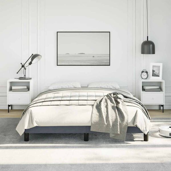 vidaXL Cadre de lit gris foncé 137x190 cm velours
