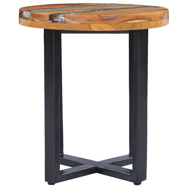 vidaXL Table basse 40x45 cm Bois de teck massif et polyr&eacute;sine