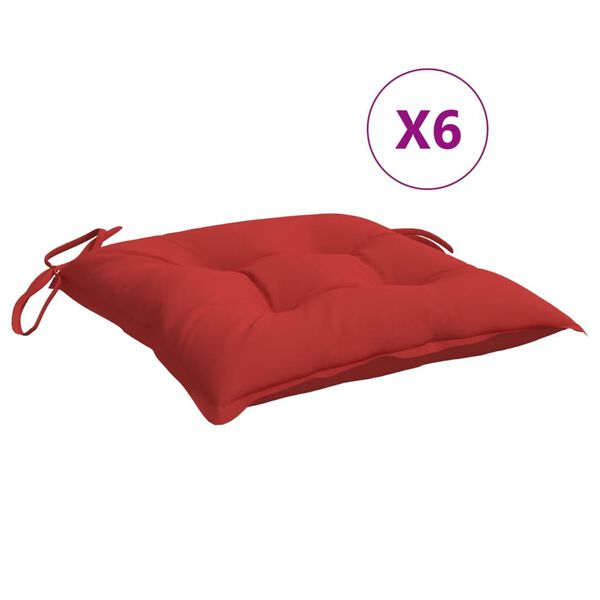 vidaXL Coussins de chaise lot de 6 rouge 40x40x7 cm tissu oxford