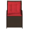 vidaXL Chaises inclinables de jardin lot de 2 et coussins marron rotin