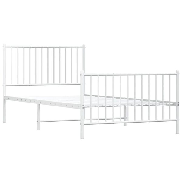 vidaXL Cadre de lit métal sans matelas et pied de lit blanc 100x200 cm