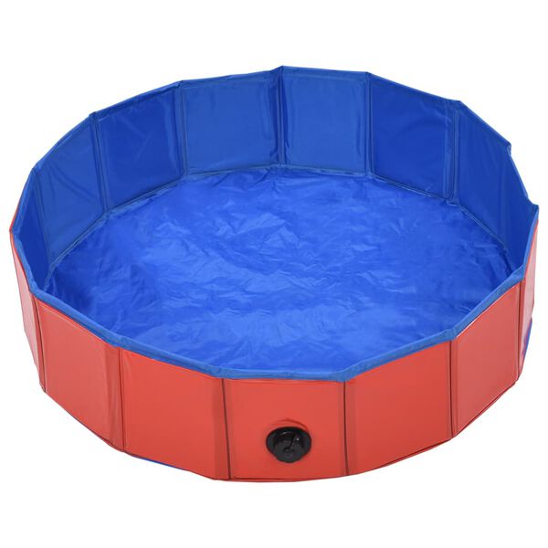 vidaXL Piscine pliable pour chiens Rouge 80x20 cm PVC